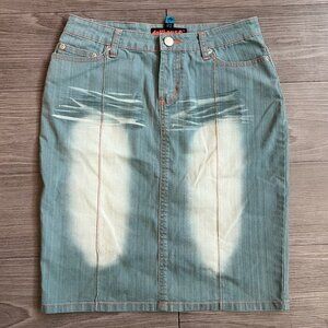 Vintage 00s Y2K Dollhouse Faded Acid Wash Denim Mini Skirt Low Rise Size 2